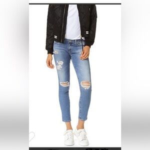 Made in the USA- AG Adriano Goldschmied Light Blue Distressed Cropped Jeans